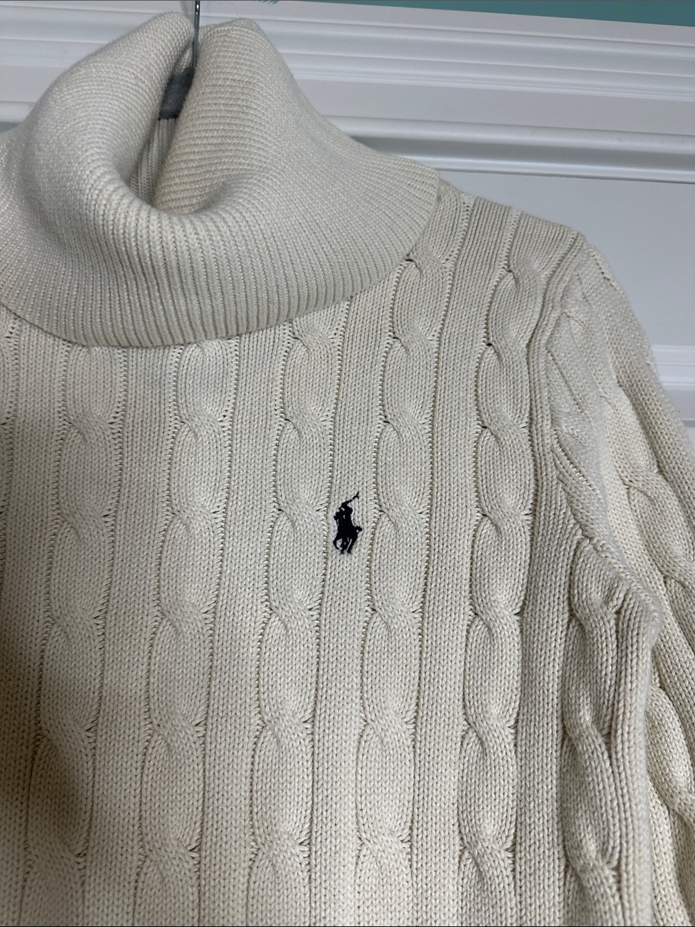 Vintage 2000 Ralph Lauren Sport Small Logo Cable Rope Cotton Turtleneck SzSmall - Picture 3 of 6